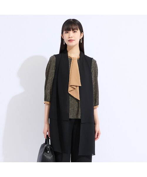 Liliane Burty(Lサイズ) / リリアンビューティ ベスト | 【セットアップ対応】梨地ジョーゼットノーカラーベスト | 詳細5