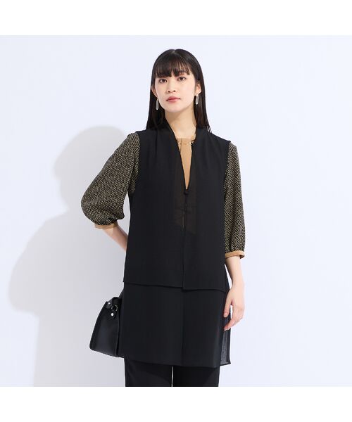 Liliane Burty(Lサイズ) / リリアンビューティ ベスト | 【セットアップ対応】梨地ジョーゼットノーカラーベスト | 詳細7