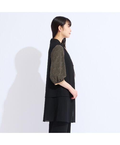Liliane Burty(Lサイズ) / リリアンビューティ ベスト | 【セットアップ対応】梨地ジョーゼットノーカラーベスト | 詳細8