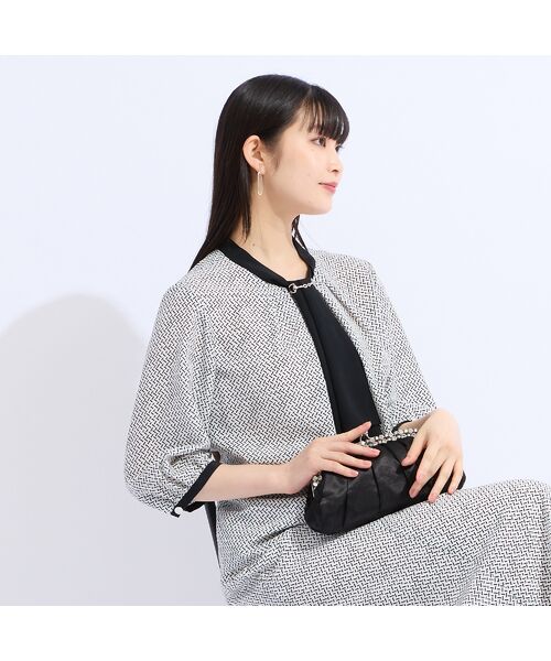 Liliane Burty(Lサイズ)/リリアンビューティ 【セットアップ対応】ウォッシャブルボウタイプリントブラウス ホワイト 3L Liliane Burty(Lサイズ)/リリアンビューティ 【セットアップ対応】ウォッシャブルボウタイプリントブラウス ホワイト 3L