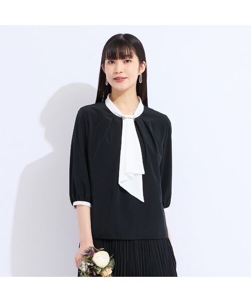 Liliane Burty（Lサイズ） / リリアンビューティ シャツ・ブラウス | ウォッシャブルボウタイ　バイカラーブラウス | 詳細1