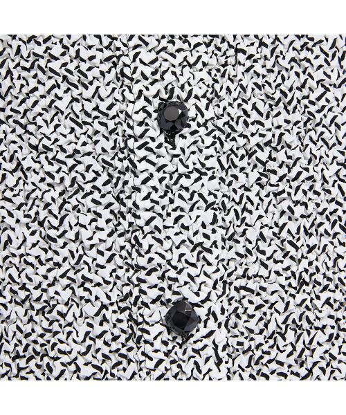 Liliane Burty（Lサイズ） / リリアンビューティ ノーカラージャケット | 【セットアップ対応】ウォッシャブル幾何プリントプリーツジャケット | 詳細10