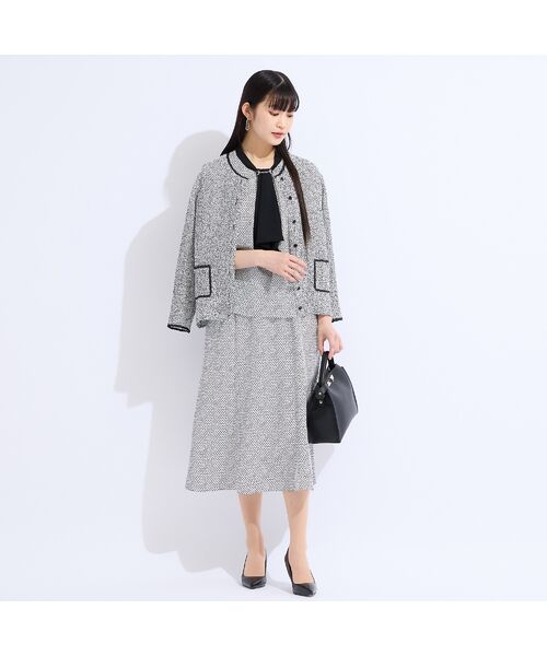 Liliane Burty（Lサイズ） / リリアンビューティ ノーカラージャケット | 【セットアップ対応】ウォッシャブル幾何プリントプリーツジャケット | 詳細3