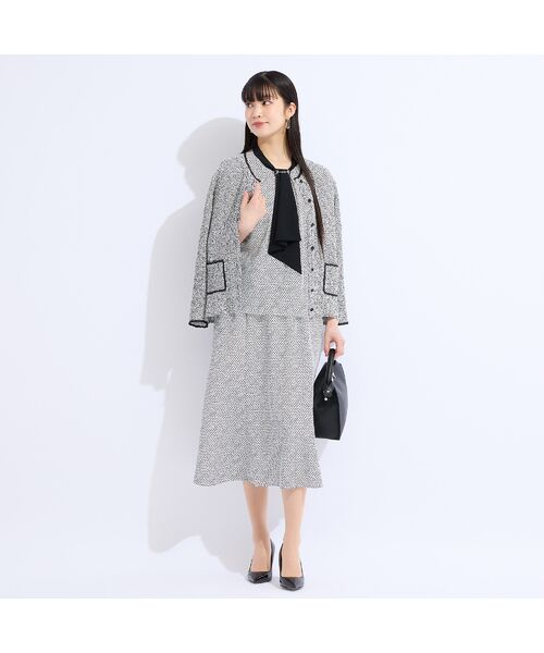 Liliane Burty（Lサイズ） / リリアンビューティ ノーカラージャケット | 【セットアップ対応】ウォッシャブル幾何プリントプリーツジャケット | 詳細4