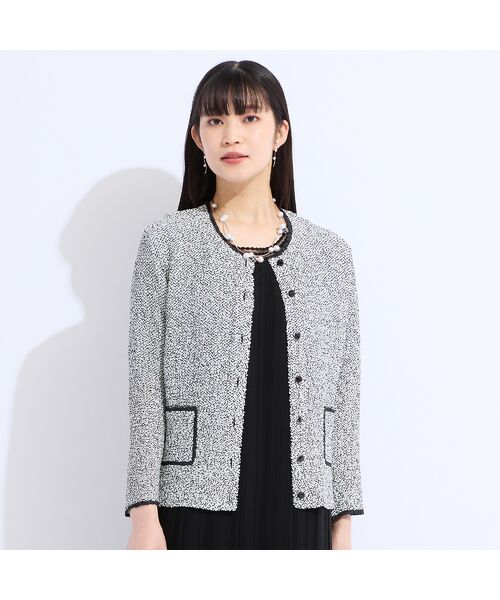 Liliane Burty（Lサイズ） / リリアンビューティ ノーカラージャケット | 【セットアップ対応】ウォッシャブル幾何プリントプリーツジャケット | 詳細5