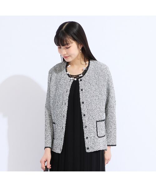 Liliane Burty（Lサイズ） / リリアンビューティ ノーカラージャケット | 【セットアップ対応】ウォッシャブル幾何プリントプリーツジャケット | 詳細7