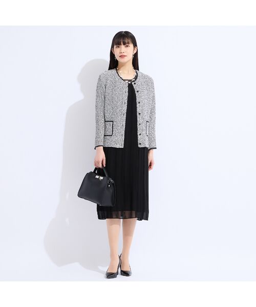 Liliane Burty（Lサイズ） / リリアンビューティ ノーカラージャケット | 【セットアップ対応】ウォッシャブル幾何プリントプリーツジャケット | 詳細8