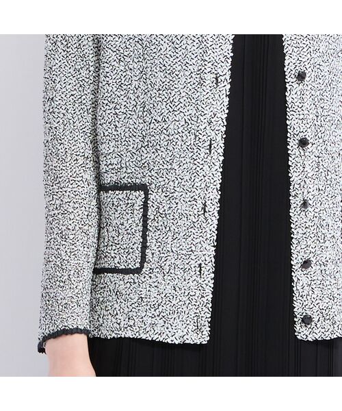 Liliane Burty（Lサイズ） / リリアンビューティ ノーカラージャケット | 【セットアップ対応】ウォッシャブル幾何プリントプリーツジャケット | 詳細9