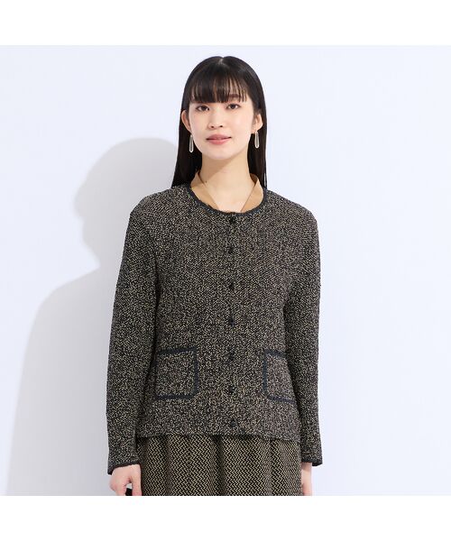 Liliane Burty（Lサイズ） / リリアンビューティ ノーカラージャケット | 【セットアップ対応】ウォッシャブル幾何プリントプリーツジャケット | 詳細12