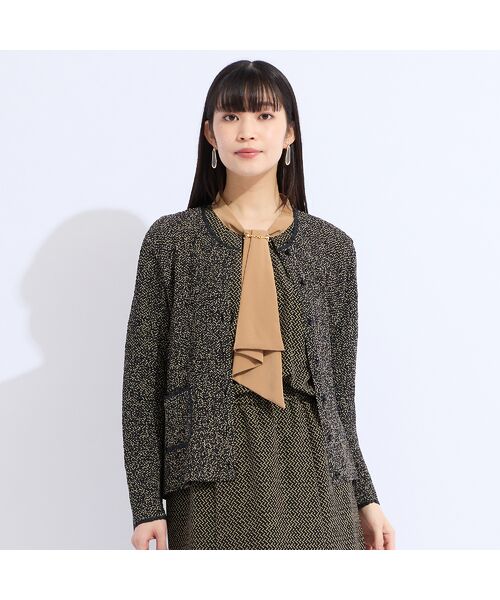 Liliane Burty（Lサイズ） / リリアンビューティ ノーカラージャケット | 【セットアップ対応】ウォッシャブル幾何プリントプリーツジャケット | 詳細13