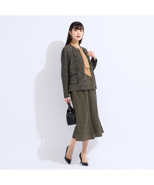 Liliane Burty（Lサイズ） / リリアンビューティ ノーカラージャケット | 【セットアップ対応】ウォッシャブル幾何プリントプリーツジャケット | 詳細14