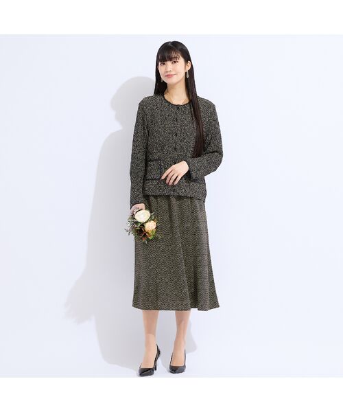 Liliane Burty（Lサイズ） / リリアンビューティ ノーカラージャケット | 【セットアップ対応】ウォッシャブル幾何プリントプリーツジャケット | 詳細15