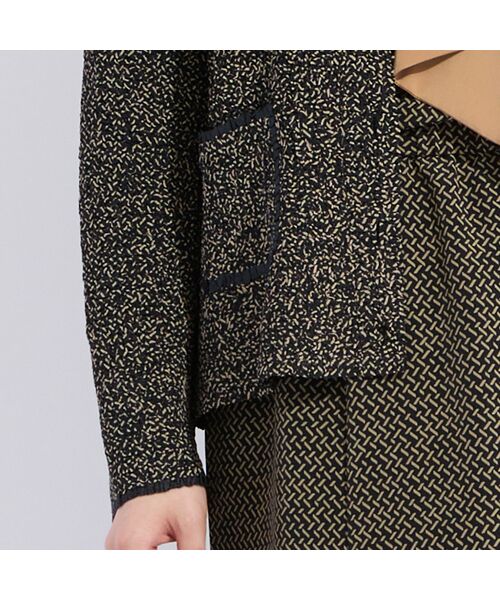 Liliane Burty（Lサイズ） / リリアンビューティ ノーカラージャケット | 【セットアップ対応】ウォッシャブル幾何プリントプリーツジャケット | 詳細17
