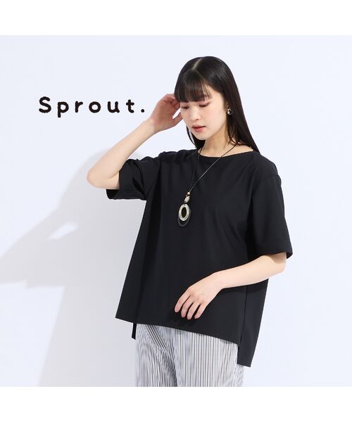 Liliane Burty(Lサイズ) / リリアンビューティ カットソー | 【Sprout.】ウォッシャブルボートネックTシャツ(ブラック)
