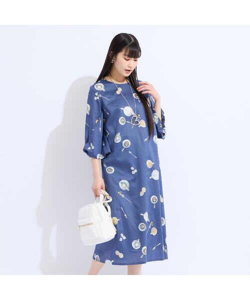 Liliane Burty(Lサイズ) / リリアンビューティ ミニ丈・ひざ丈ワンピース | 【M~4L】綿素材ストライププリントワンピース | 詳細1