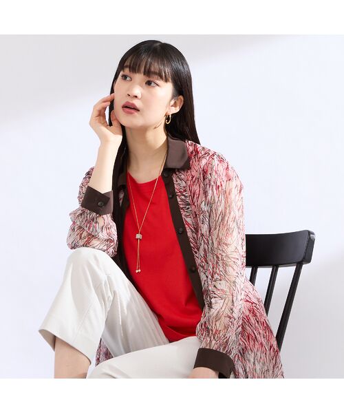 Liliane Burty(Lサイズ) / リリアンビューティ シャツ・ブラウス | 【M~4L】ラインペイント ウォッシャブルブラウス | 詳細1