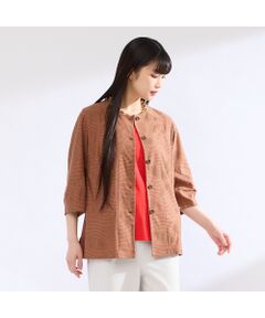 Liliane Burty（Lサイズ） / リリアンビューティ シャツ・ブラウス | 【M～4L】ウォッシャブルタックボーダージャカードブラウス