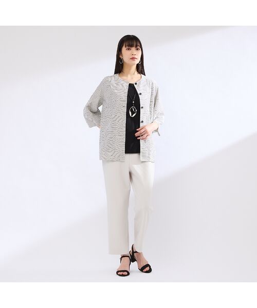 Liliane Burty(Lサイズ) / リリアンビューティ シャツ・ブラウス | 【M~4L】ウォッシャブルタックボーダージャカードブラウス | 詳細4