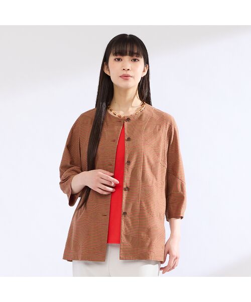 Liliane Burty(Lサイズ) / リリアンビューティ シャツ・ブラウス | 【M~4L】ウォッシャブルタックボーダージャカードブラウス | 詳細7