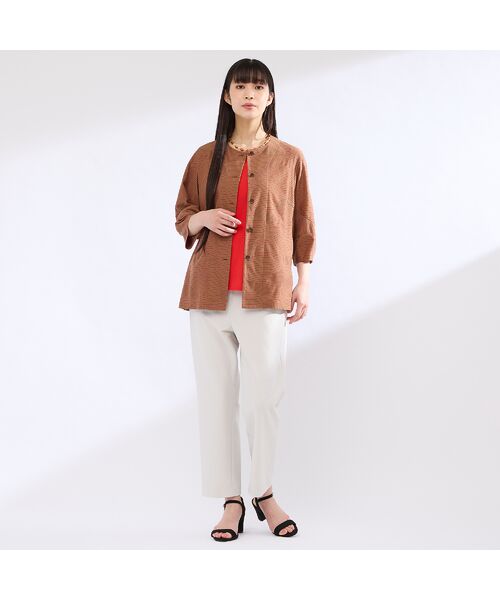 Liliane Burty(Lサイズ) / リリアンビューティ シャツ・ブラウス | 【M~4L】ウォッシャブルタックボーダージャカードブラウス | 詳細11