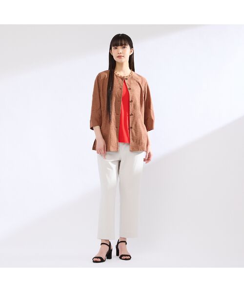 Liliane Burty(Lサイズ) / リリアンビューティ シャツ・ブラウス | 【M~4L】ウォッシャブルタックボーダージャカードブラウス | 詳細12