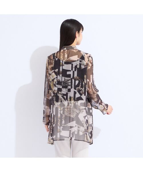 Liliane Burty（Lサイズ） / リリアンビューティ シャツ・ブラウス | 【11～17号】イタリア製素材シフォンプリントスタンドカラーブラウス | 詳細5