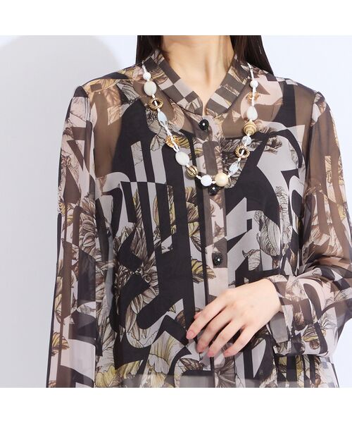 Liliane Burty（Lサイズ） / リリアンビューティ シャツ・ブラウス | 【11～17号】イタリア製素材シフォンプリントスタンドカラーブラウス | 詳細7