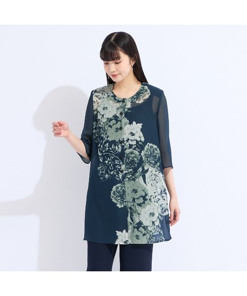 Liliane Burty(Lサイズ) / リリアンビューティ シャツ・ブラウス | 【11~17号】フラワーパネル楊柳ブラウス | 詳細1