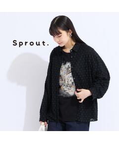 Liliane Burty（Lサイズ） / リリアンビューティ シャツ・ブラウス | 【L・3L】ドットカットジャカードブラウス