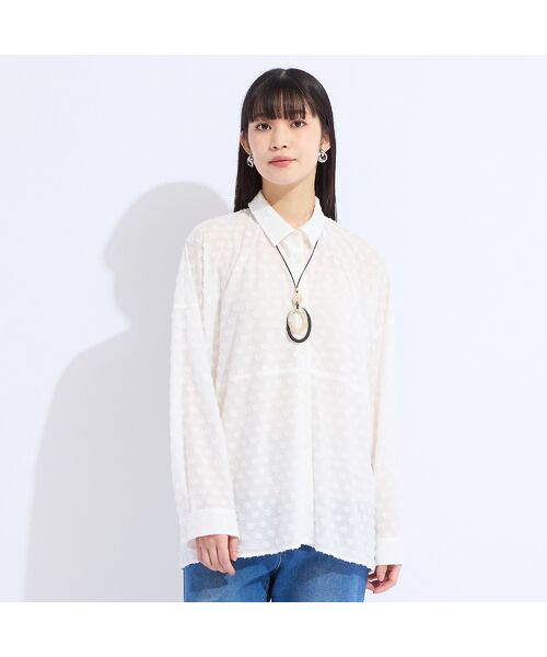 Liliane Burty（Lサイズ） / リリアンビューティ シャツ・ブラウス | 【L・3L】ドットカットジャカードブラウス | 詳細1