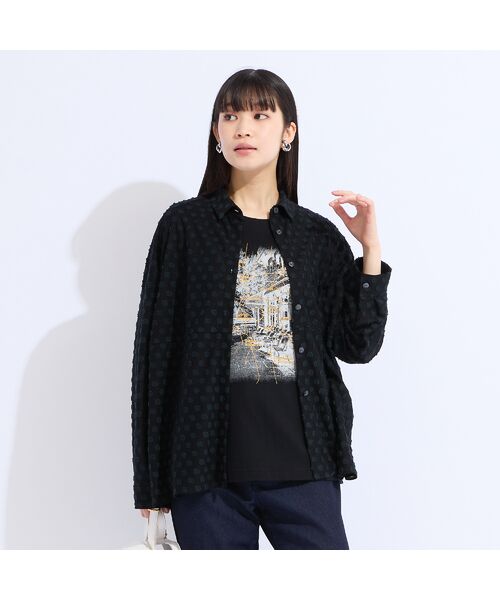 Liliane Burty（Lサイズ） / リリアンビューティ シャツ・ブラウス | 【L・3L】ドットカットジャカードブラウス | 詳細10