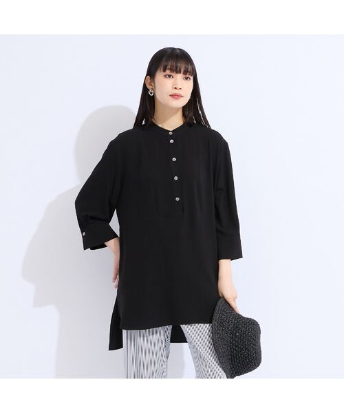 Liliane Burty(Lサイズ) / リリアンビューティ シャツ・ブラウス | 【M~4L】ウォッシャブルバンドカラーブラウス | 詳細1