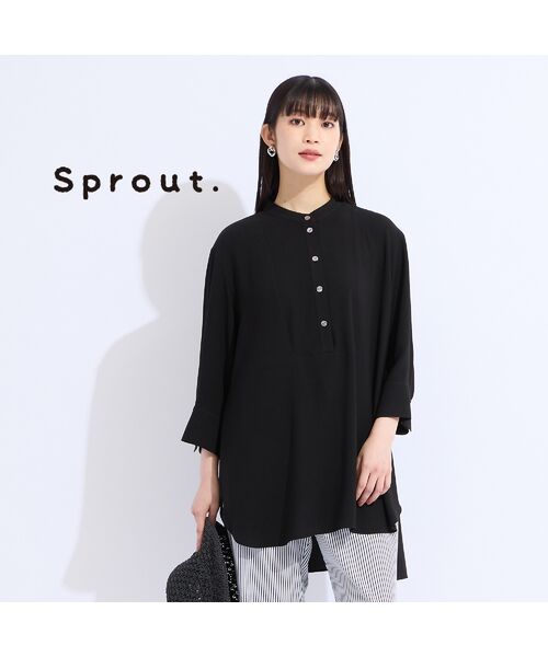 Liliane Burty(Lサイズ) / リリアンビューティ シャツ・ブラウス | 【M~4L】ウォッシャブルバンドカラーブラウス(ブラック)