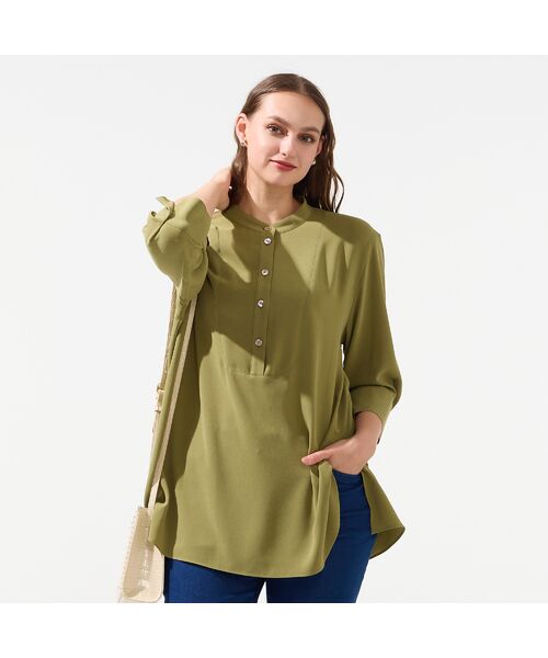 Liliane Burty(Lサイズ) / リリアンビューティ シャツ・ブラウス | 【M~4L】ウォッシャブルバンドカラーブラウス | 詳細7
