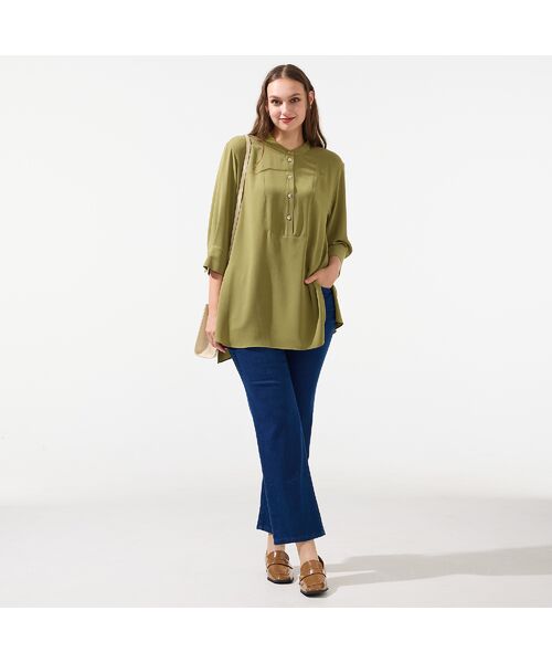 Liliane Burty(Lサイズ) / リリアンビューティ シャツ・ブラウス | 【M~4L】ウォッシャブルバンドカラーブラウス | 詳細10