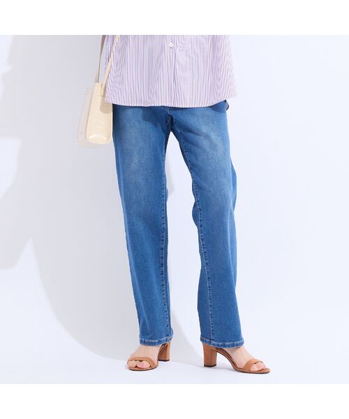 Liliane Burty(Lサイズ) / リリアンビューティ デニムパンツ | 【L~4L】ウォッシャブルニットデニム ブルー | 詳細1