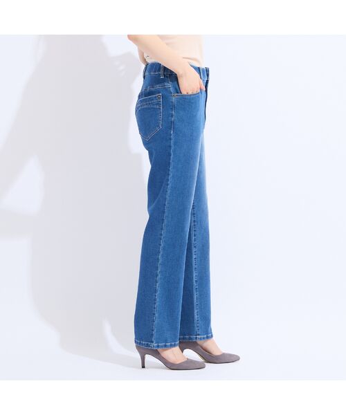 Liliane Burty(Lサイズ) / リリアンビューティ デニムパンツ | 【L~4L】ウォッシャブルニットデニム ブルー | 詳細4