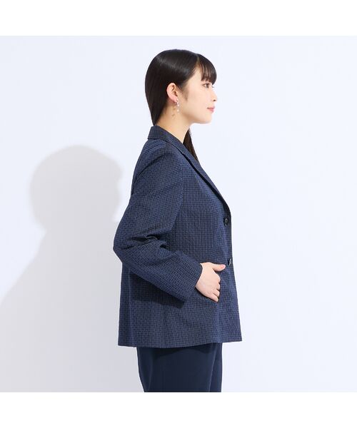 Liliane Burty（Lサイズ） / リリアンビューティ テーラードジャケット | 【11～17号】米沢織シルクサッカーチェックジャケット | 詳細3