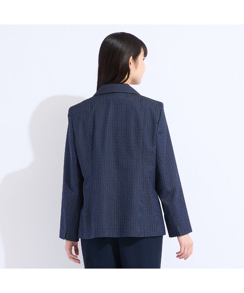 Liliane Burty（Lサイズ） / リリアンビューティ テーラードジャケット | 【11～17号】米沢織シルクサッカーチェックジャケット | 詳細4