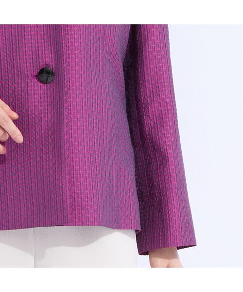 Liliane Burty（Lサイズ） / リリアンビューティ テーラードジャケット | 【11～17号】米沢織シルクサッカーチェックジャケット | 詳細9