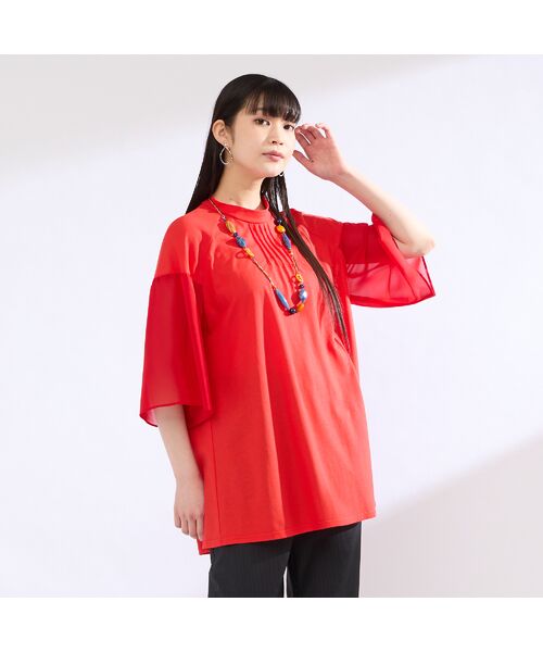 Liliane Burty(Lサイズ) / リリアンビューティ カットソー | 【M~4L】ウォッシャブル接触冷感配色Tシャツ | 詳細2