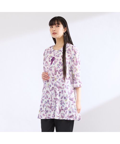 Liliane Burty（Lサイズ） / リリアンビューティ カットソー | 【M～4L】ウォッシャブルペイズリープリントTシャツ | 詳細2