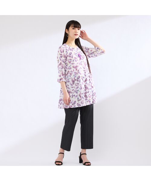 Liliane Burty（Lサイズ） / リリアンビューティ カットソー | 【M～4L】ウォッシャブルペイズリープリントTシャツ | 詳細3