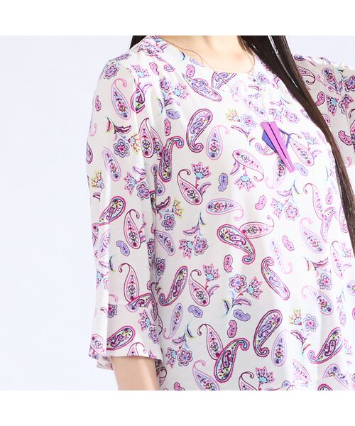 Liliane Burty（Lサイズ） / リリアンビューティ カットソー | 【M～4L】ウォッシャブルペイズリープリントTシャツ | 詳細4