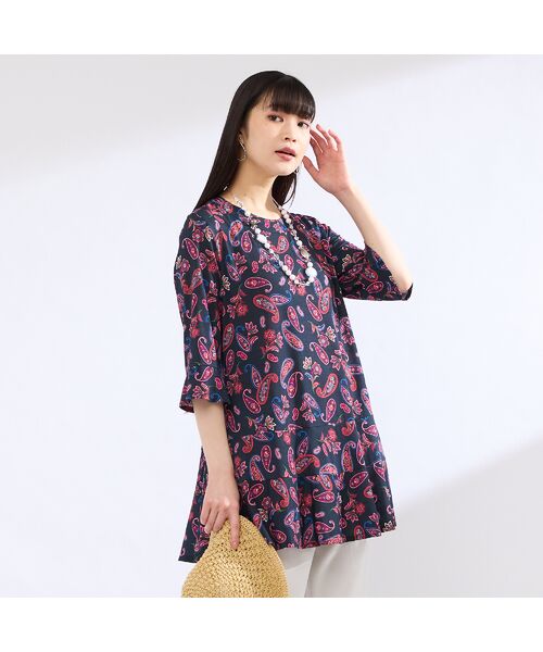 Liliane Burty（Lサイズ） / リリアンビューティ カットソー | 【M～4L】ウォッシャブルペイズリープリントTシャツ | 詳細5