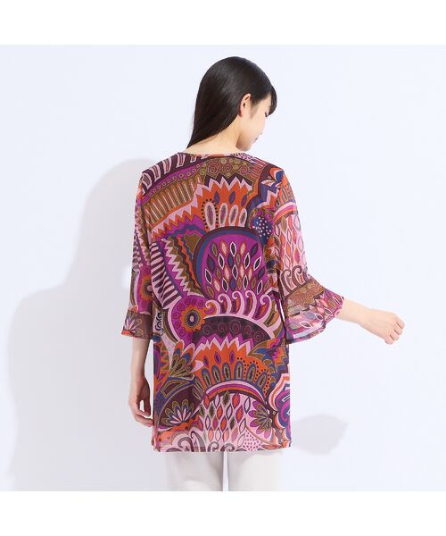 Liliane Burty(Lサイズ) / リリアンビューティ カットソー | 【M~4L】オーストリア製素材マルチカラーメッシュプリントチュニック | 詳細4