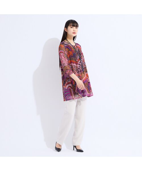 Liliane Burty(Lサイズ) / リリアンビューティ カットソー | 【M~4L】オーストリア製素材マルチカラーメッシュプリントチュニック | 詳細6