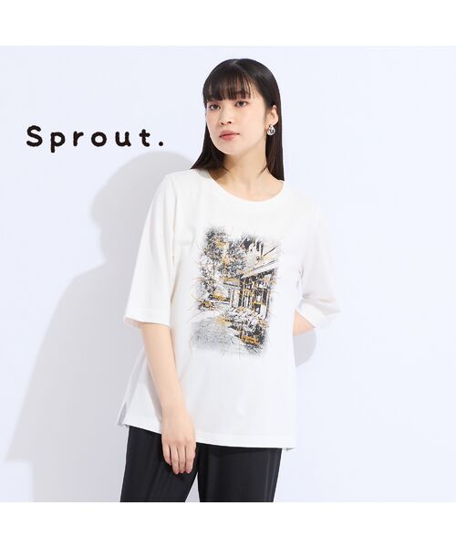 Liliane Burty(Lサイズ)/リリアンビューティ 【M~4L】ウォッシャブル顔料プリントTシャツ ホワイト M Liliane Burty(Lサイズ)/リリアンビューティ 【M~4L】ウォッシャブル顔料プリントTシャツ ホワイト M