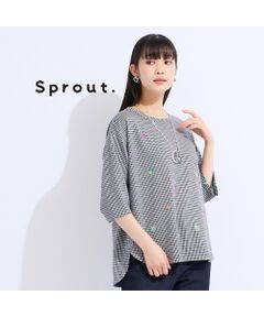 Liliane Burty（Lサイズ） / リリアンビューティ カットソー | 【L・3L】チェックジャカードプルオーバーTシャツ