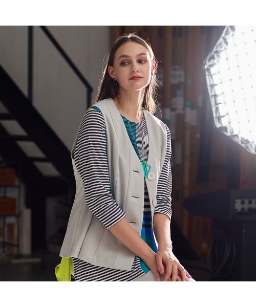 Liliane Burty（Lサイズ） / リリアンビューティ ベスト | 【M～４L・セットアップ対応】モックロディポンチベスト | 詳細1